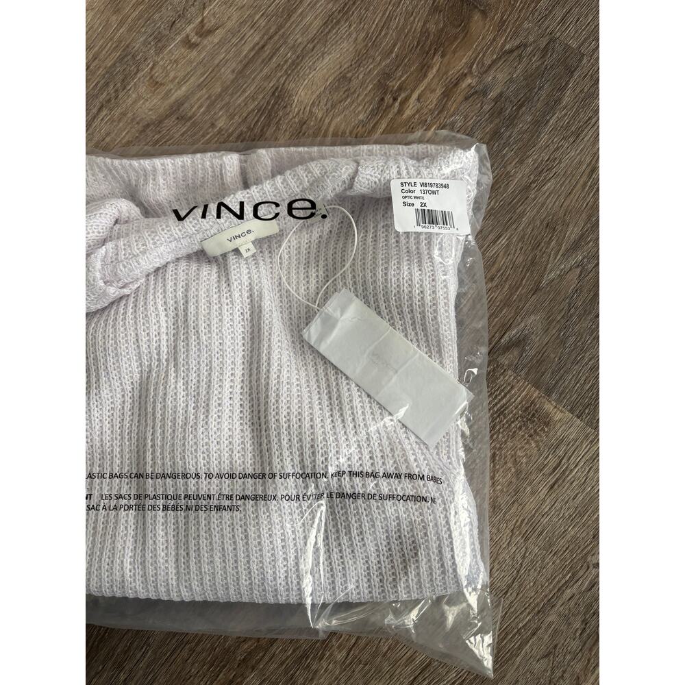 Vince New White Knit Sheer Long Sleeve Shirt Top Size 2X - Picture 2 of 9